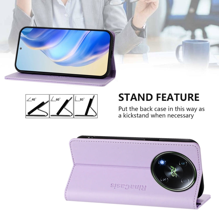 Funda de Cuero Rfid Itel Rs4/S666Ln Rc01 con Doble Pliegue y Succión Magnética (Morado Claro)