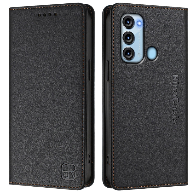 Funda de Cuero Rfid con Doble Pliegue y Succión Magnética para Itel S17/S661W/Vision 3 Rc01 (Negra)