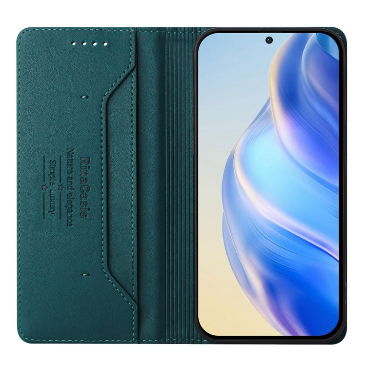 Funda de Cuero Rfid con Doble Pliegue y Succión Magnética para Teléfono Itel S17/S661W/Vision 3 Rc01 (Verde Oscuro)