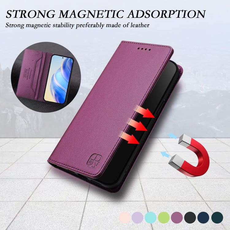 Funda de Cuero Rfid con Doble Pliegue y Succión Magnética para Itel S23/S665L Rc01 (Violeta)