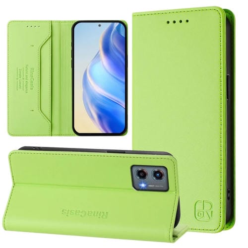 Funda de Cuero Motorola Moto G 5G 2023 Rc01 con Doble Pliegue y Succión Magnética (Verde Hierba)