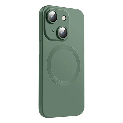 Funda de Silicona Líquida Magsafe para iPhone 15 Plus Textura Cd (Verde Oscuro)