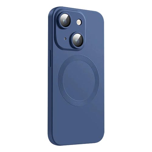 Funda de Silicona Líquida Magsafe para iPhone 15 Plus con Textura de Cd (Azul Medianoche)