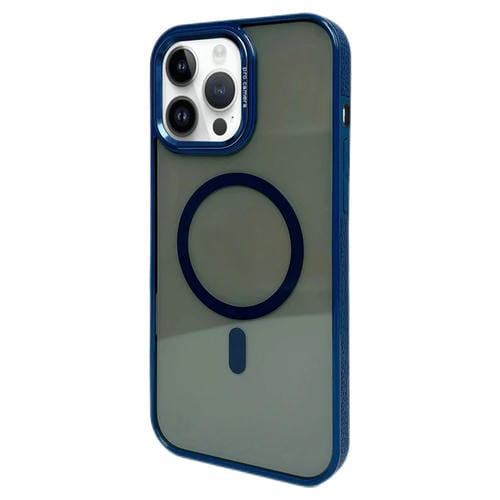 Funda para Teléfono Magsafe iPhone 14 Pro Max Marco de Lente Metal (Azul Marino)