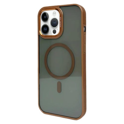 Estuche para Teléfono Magsafe iPhone 13 Pro Max Marco Lente Metal (Dorado)