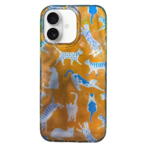 Funda TPU Doble Capa Imd para iPhone 16 (Gato Naranja)