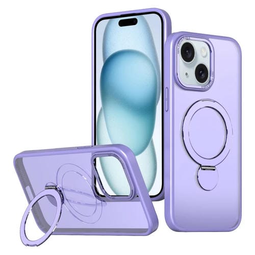Funda para Teléfono Wing Series Gen2 con Soporte de Anillo de Metal Magsafe para iPhone 15 Plus (Morado Claro)