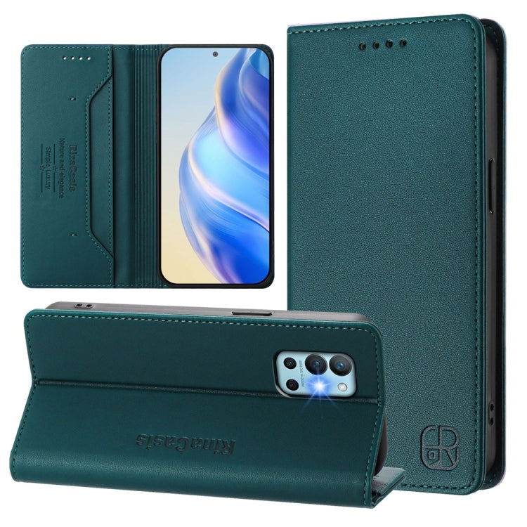 Funda de Cuero con Doble Pliegue y Succión Magnética para OnePlus 9R y 8T Rc01 (Verde Oscuro)