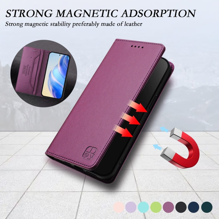 Funda de Cuero para OnePlus 10 Pro Rc01 con Doble Pliegue y Succión Magnética (Violeta)