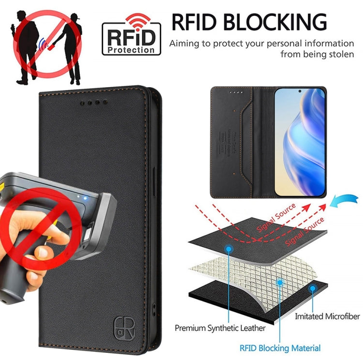 Funda de Cuero para OnePlus 11 Rc01 con Doble Pliegue y Succión Magnética Rfid (Negra)
