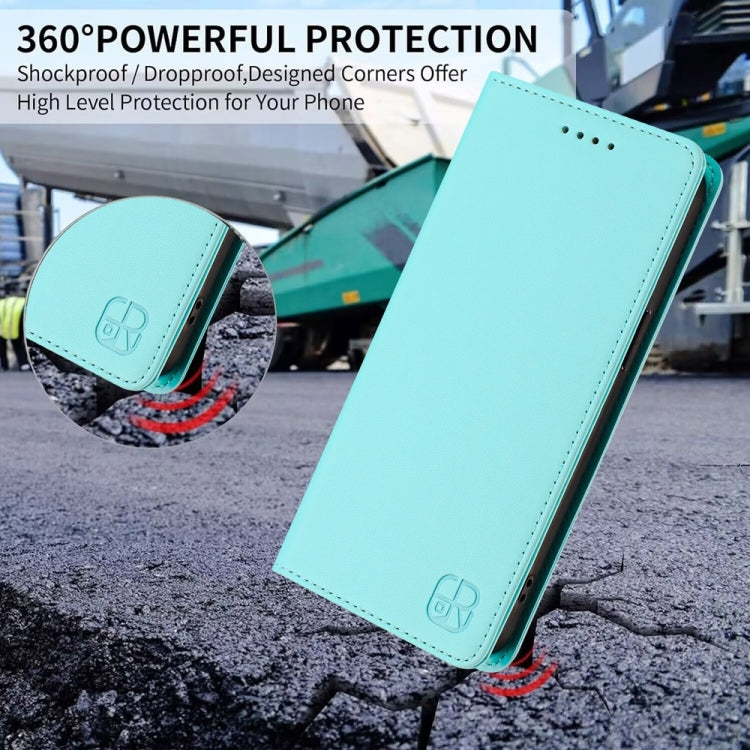 Funda de Cuero con Doble Pliegue y Succión Magnética Rfid para OnePlus 12R Rc01 (Verde Menta)