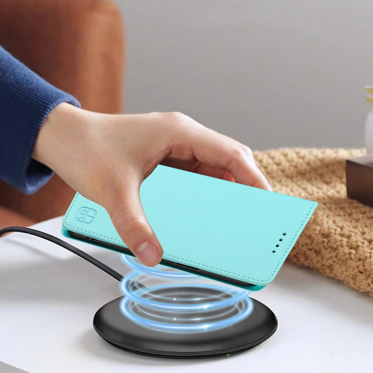 Funda de Cuero con Doble Pliegue y Succión Magnética Rfid para OnePlus 12R Rc01 (Verde Menta)