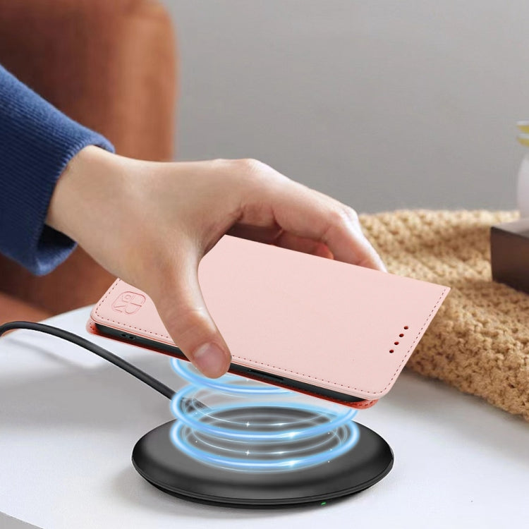 Funda de Cuero con Doble Pliegue y Succión Magnética RFID para OnePlus 12R Rc01 (Rosa)