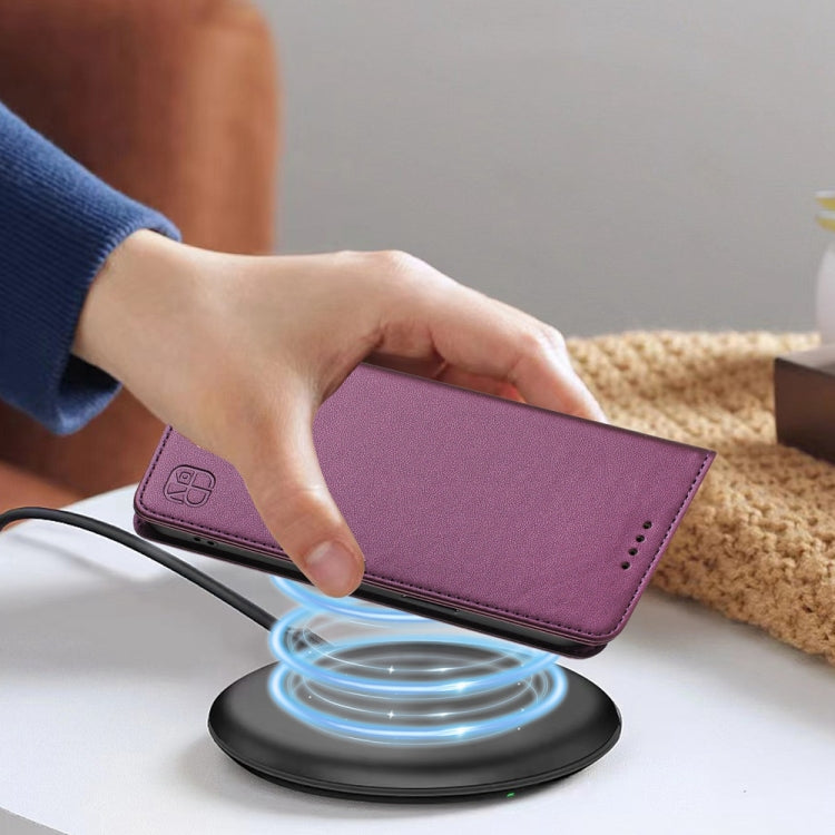 Funda de Cuero con Doble Pliegue y Succión Magnética Rfid para OnePlus 13 Rc01 (Violeta)
