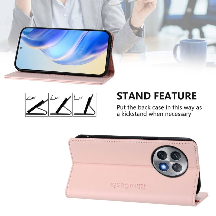 Funda de Cuero con Doble Pliegue y Succión Magnética para OnePlus Ace 2 Pro Rc01 (Rosa)