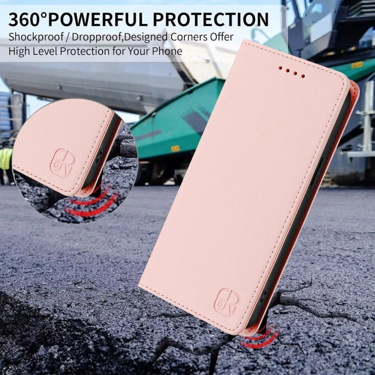 Funda de Cuero con Doble Pliegue y Succión Magnética para OnePlus Ace 2 Pro Rc01 (Rosa)