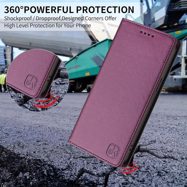 Funda de Cuero con Doble Pliegue y Succión Magnética Rfid para OnePlus Nord 2T Rc01 (Violeta)