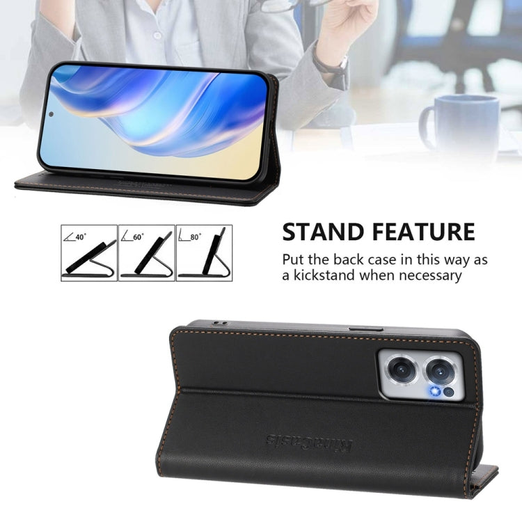 Funda de Cuero con Doble Pliegue y Succión Magnética Rfid para OnePlus Nord Ce 2 5G Rc01 (Negro)