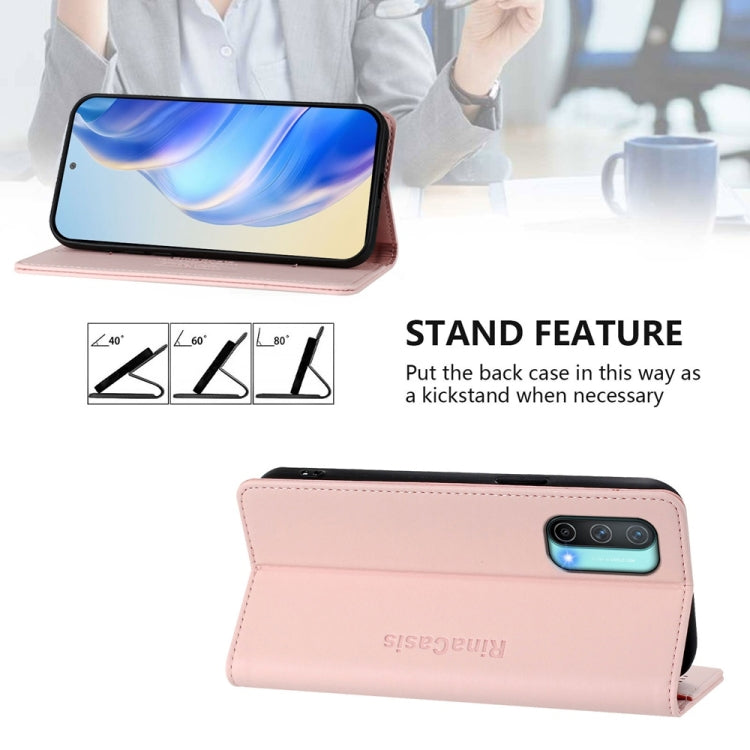 Funda de Cuero con Doble Pliegue y Succión Magnética para OnePlus Nord Ce 5G Rc01 (Rosa)