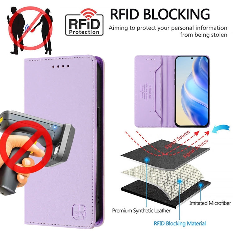 Funda de Cuero con Doble Pliegue y Succión Magnética Rfid para OnePlus Nord Ce4 Rc01 (Morado Claro)
