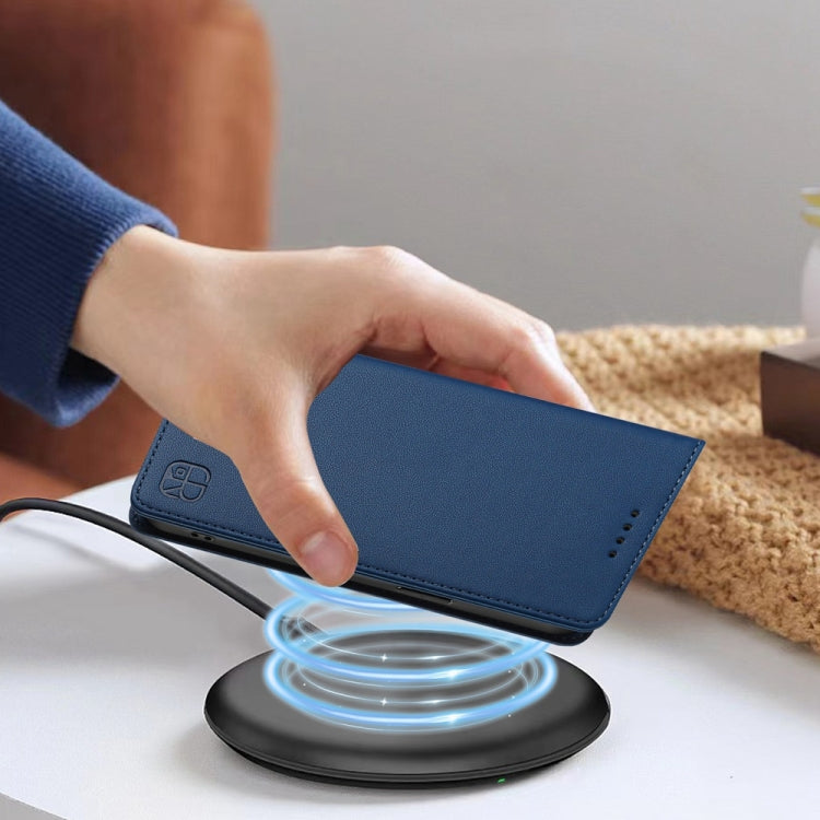 Funda de Cuero con Doble Pliegue y Succión Magnética RFID para OnePlus Nord CE4 RC01 (Azul Oscuro)