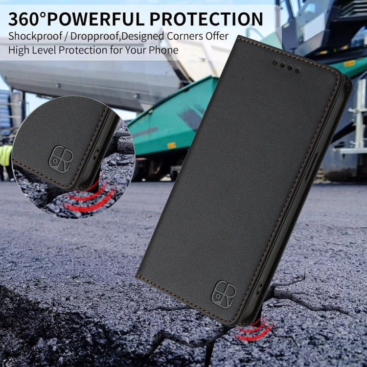 Funda de Cuero con Doble Pliegue y Succión Magnética para OnePlus Nord N20 5G Rc01 (Negra)