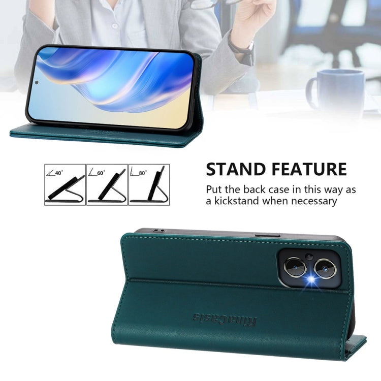 Funda de Cuero con Doble Pliegue y Succión Magnética para OnePlus Nord N20 5G Rc01 (Verde Oscuro)