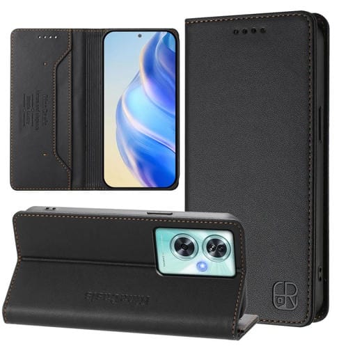Funda de Cuero con Doble Pliegue y Succión Magnética para OnePlus Nord N30 Se Rc01 (Negro)