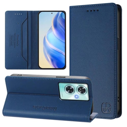 Funda de Cuero con Doble Pliegue y Succión Magnética para OnePlus Nord N30 Se Rc01 (Azul Oscuro)
