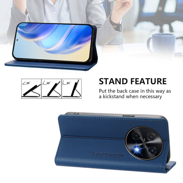 Funda de Cuero con Doble Pliegue y Succión Magnética para Huawei Nova 12I Global Rc01 (Azul Oscuro)