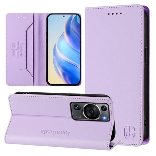 Funda de Cuero con Doble Pliegue y Succión Magnética para Huawei P60/P60 Pro Rc01 (Morado Claro)
