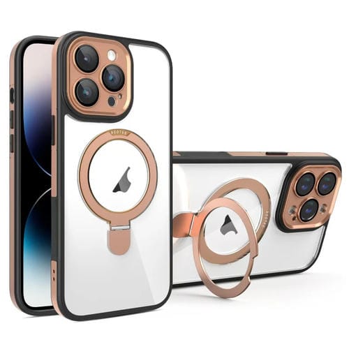 Funda para iPhone 14 Pro Transparente con Soporte Magsafe (Negro y Dorado)