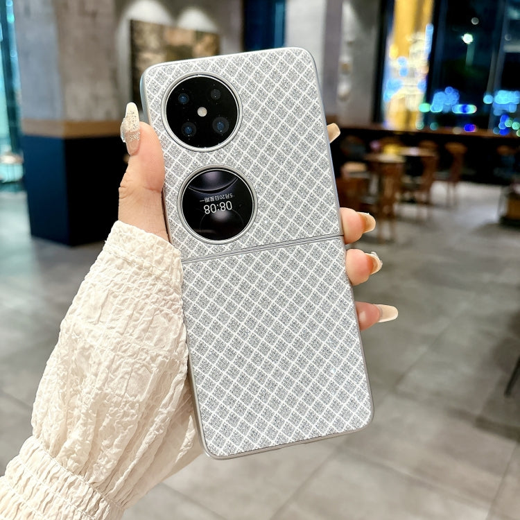 Funda para Teléfono Huawei P50 Pocket con Rombos y Brillantes (Plateada)