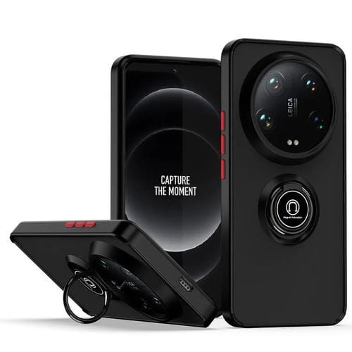 Funda de TPU + PC con anillo para Xiaomi 14 Ultra Q Shadow 1 Series (negro y rojo)