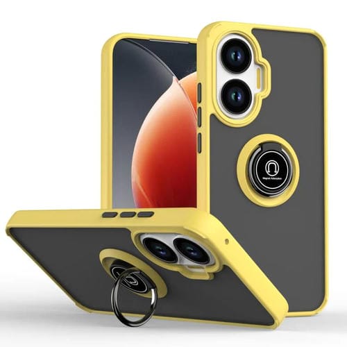 Funda de TPU + PC con anillo para Xiaomi Poco F7 Q Shadow 1 Series (amarilla)