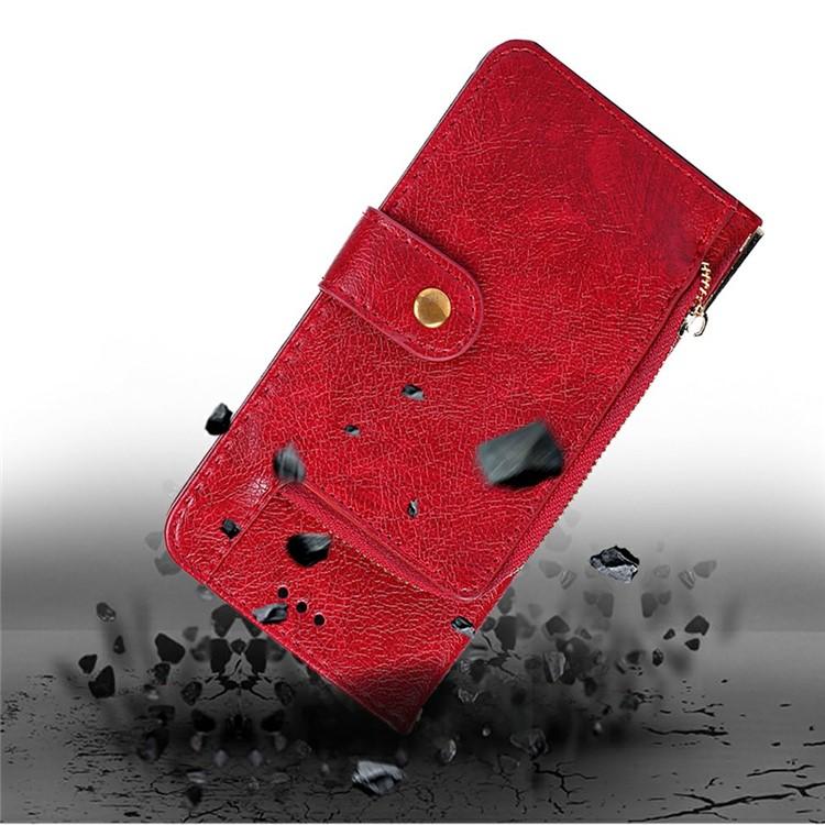Funda de cuero con cremallera para Redmi Note 14S 4G (roja)