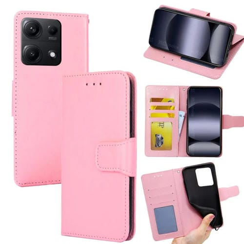 Funda de cuero con textura de cristal para Redmi Note 14S 4G (rosa)