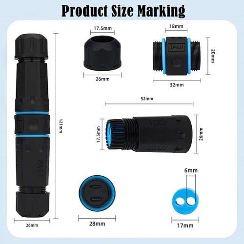 Adaptador de Acoplador Impermeable para Exteriores M20 con Conector Recto Tipo C de Dos Puertos y 10 Gbps