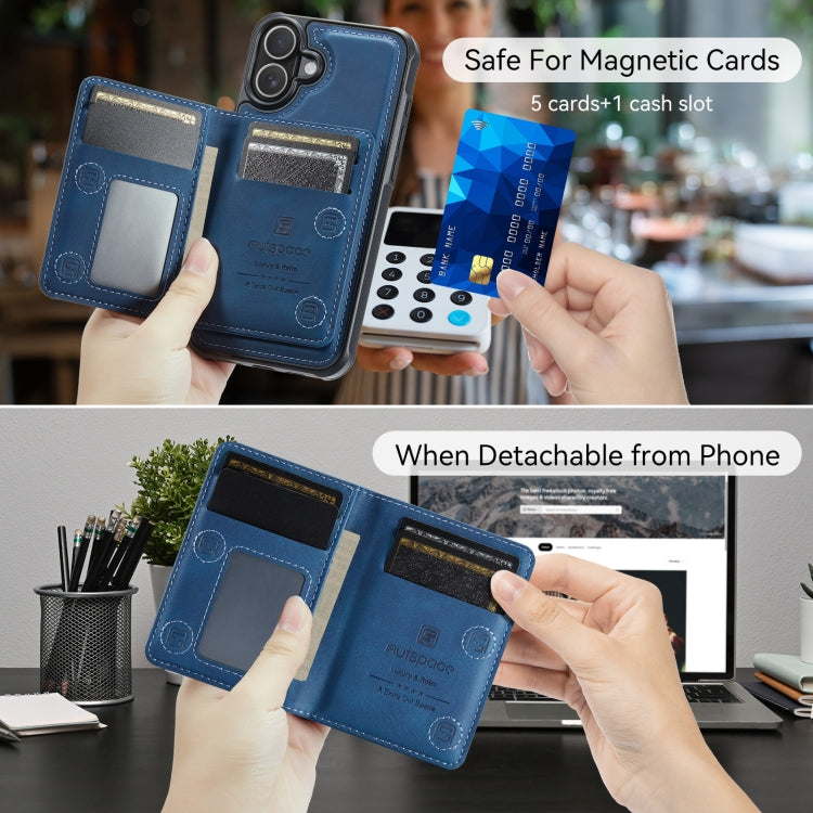 Funda para Teléfono Autspace A13 Magsafe con Tapa Magnética Rfid para iPhone 16 Plus (Azul)