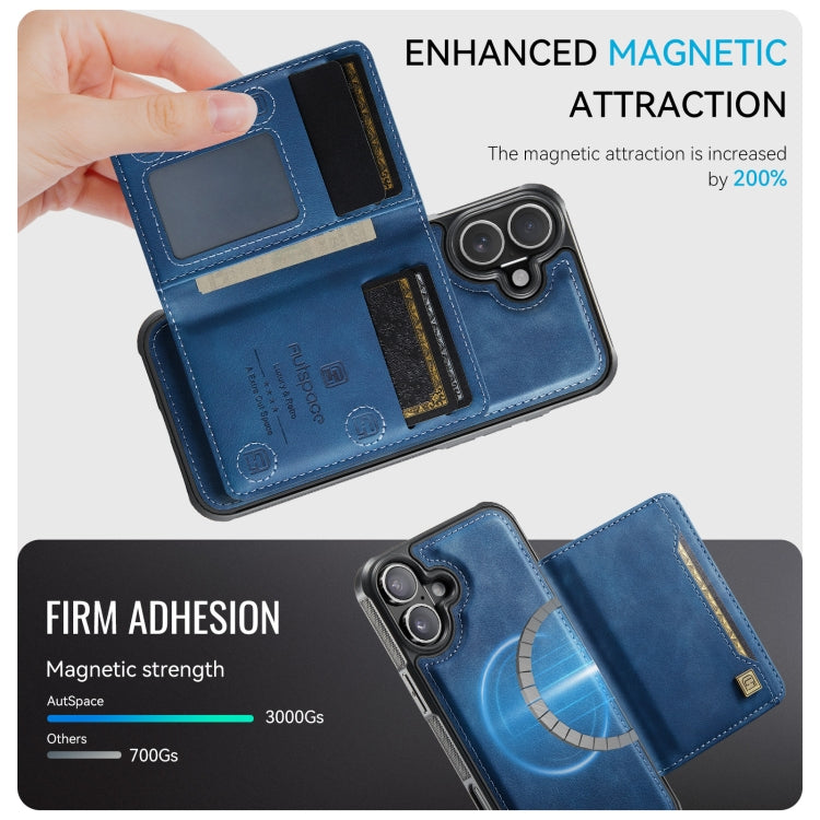 Funda para Teléfono Autspace A13 Magsafe con Tapa Magnética Rfid para iPhone 16 Plus (Azul)