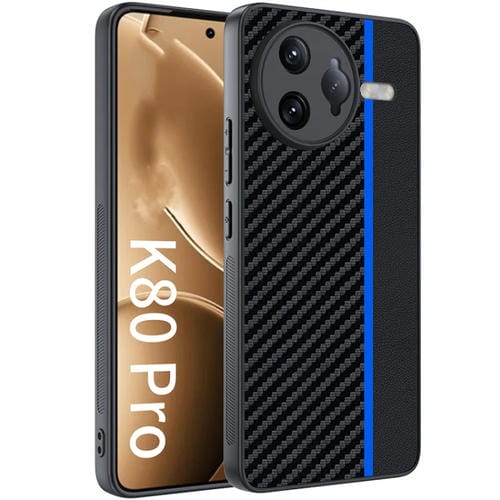 Funda para Teléfono con Textura de Fibra de Carbono Ultrafina con Impresión (Negro y Azul) para Redmi K80 Pro