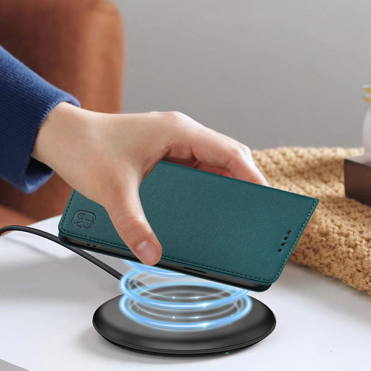 Funda de Cuero con Doble Pliegue y Succión Magnética RFID para TCL 50 5G / Xe Nxtpaper 5G / Xe 5G Rc01 (Verde Oscuro)