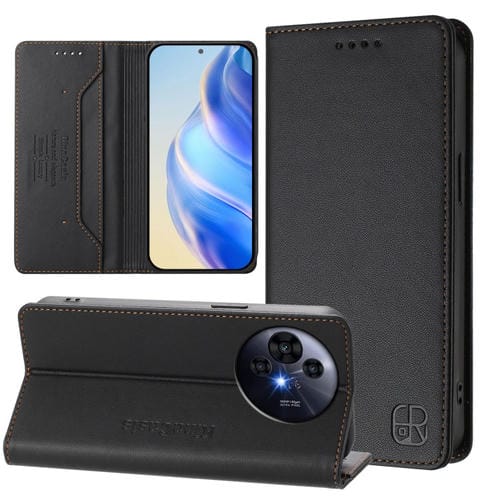 Funda de Cuero para TCL 50 Pro Nxtpaper Rc01 con Doble Pliegue y Succión Magnética Rfid (Negro)