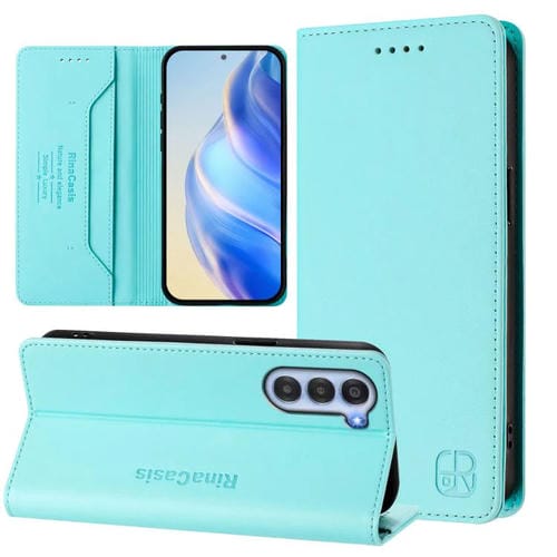 Funda de Cuero para ZTE Nubia S 5G A403Zt Rc01 con Doble Pliegue y Succión Magnética Rfid (Verde Menta)