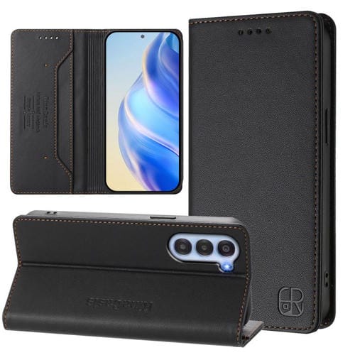 Funda de Cuero para ZTE Nubia S 5G A403Zt Rc01 con Doble Pliegue y Succión Magnética Rfid (Negra)