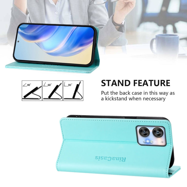Funda de Cuero Rfid con Doble Pliegue y Succión Magnética para Oukitel C35 Rc01 (Verde Menta)