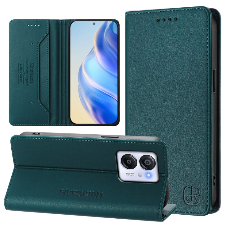Funda de Cuero con Doble Pliegue y Succión Magnética RFID para BlackView Oscal Modern 8/Color 8 Rc01 (Verde Oscuro)
