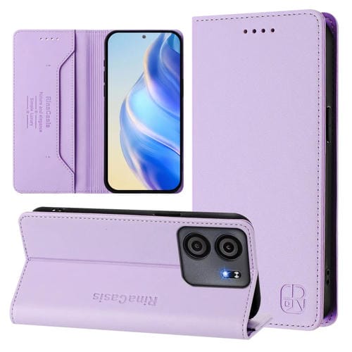 Funda Cuero RFID Blu View 5 RC01 Doble Pliegue Succión Magnética (Morado Claro)