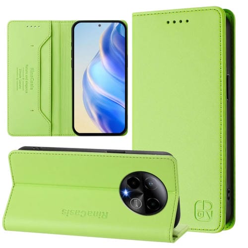 Funda Cuero RFID doble pliegue succión magnética Blu Bold K50 Rc01 (Verde Hierba)