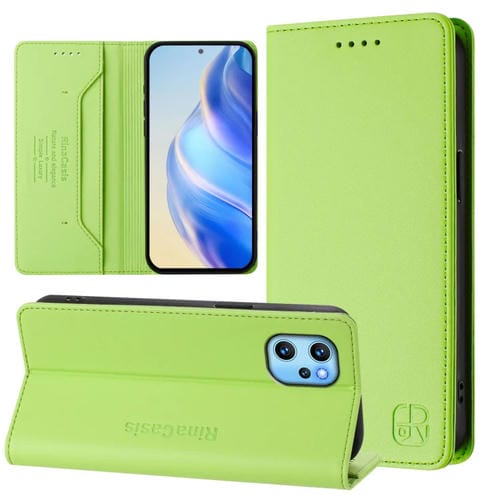 Funda de Cuero con Doble Pliegue y Succión Magnética RFID para Umidigi Power 7 Max Rc01 (Verde Hierba)